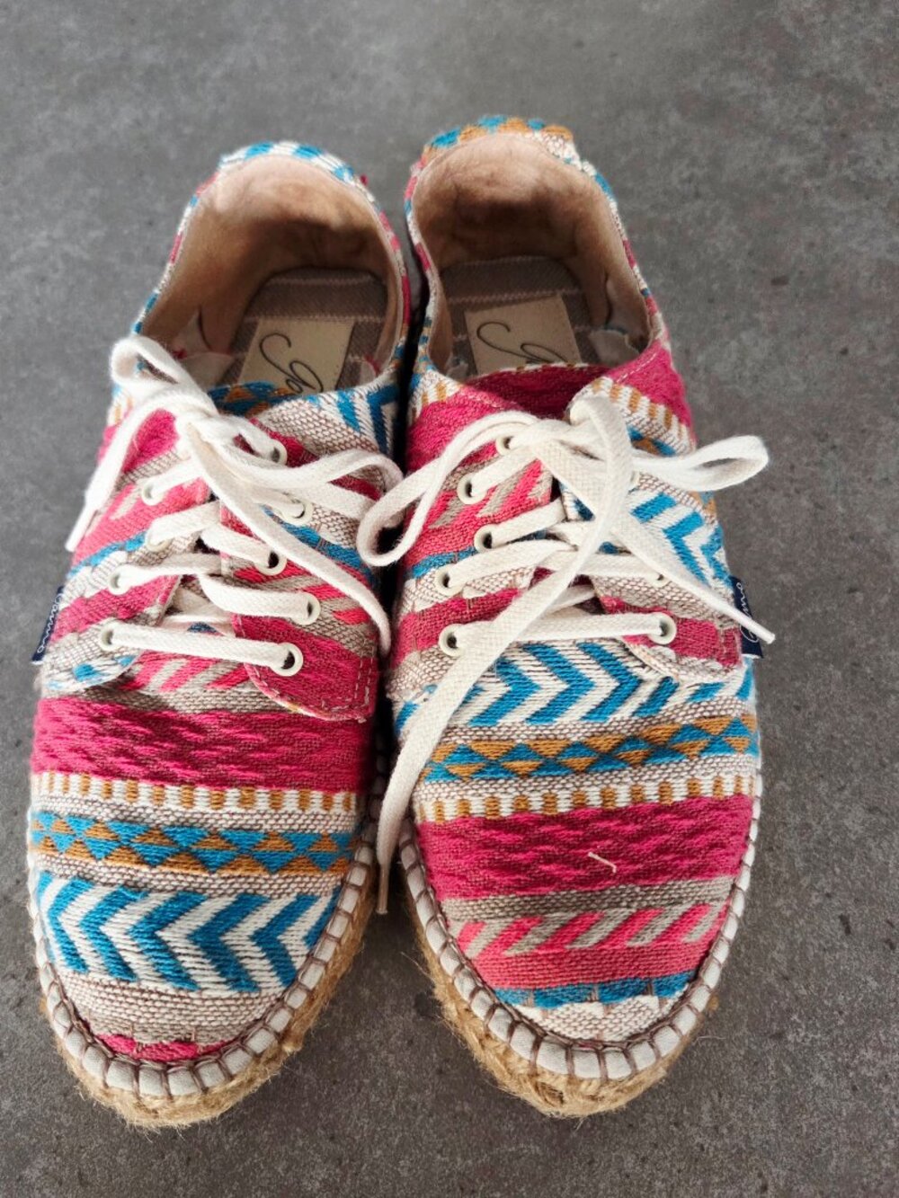 GAIMO Women's Multicolors/Designs Laced Up Platform Espadrilles - Size 7.5M